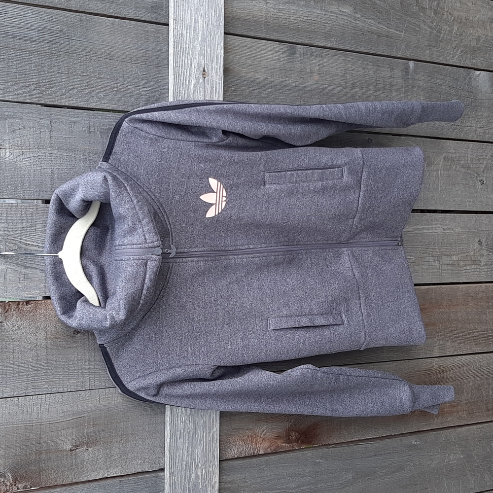 Adidas Women's Grey Turtle Neck Sweatshirt Long Sleeves With Zipper Size S